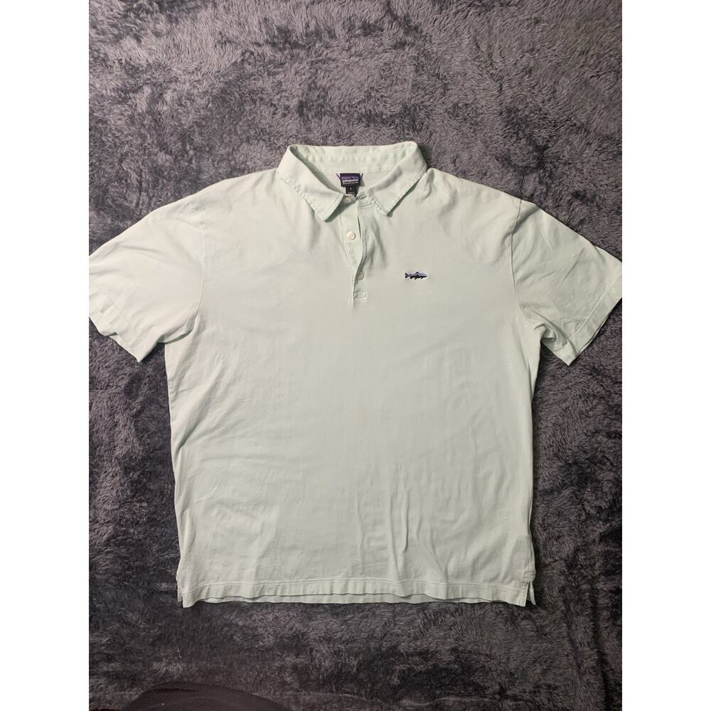 Patagonia Organic Cotton Polo Shirt Men’s L Mint Green Short Sleeve